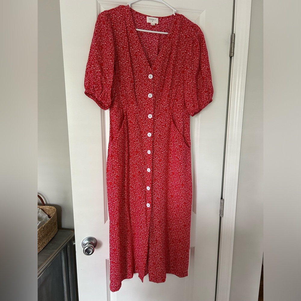 Everly Red Long Sleeve Dress